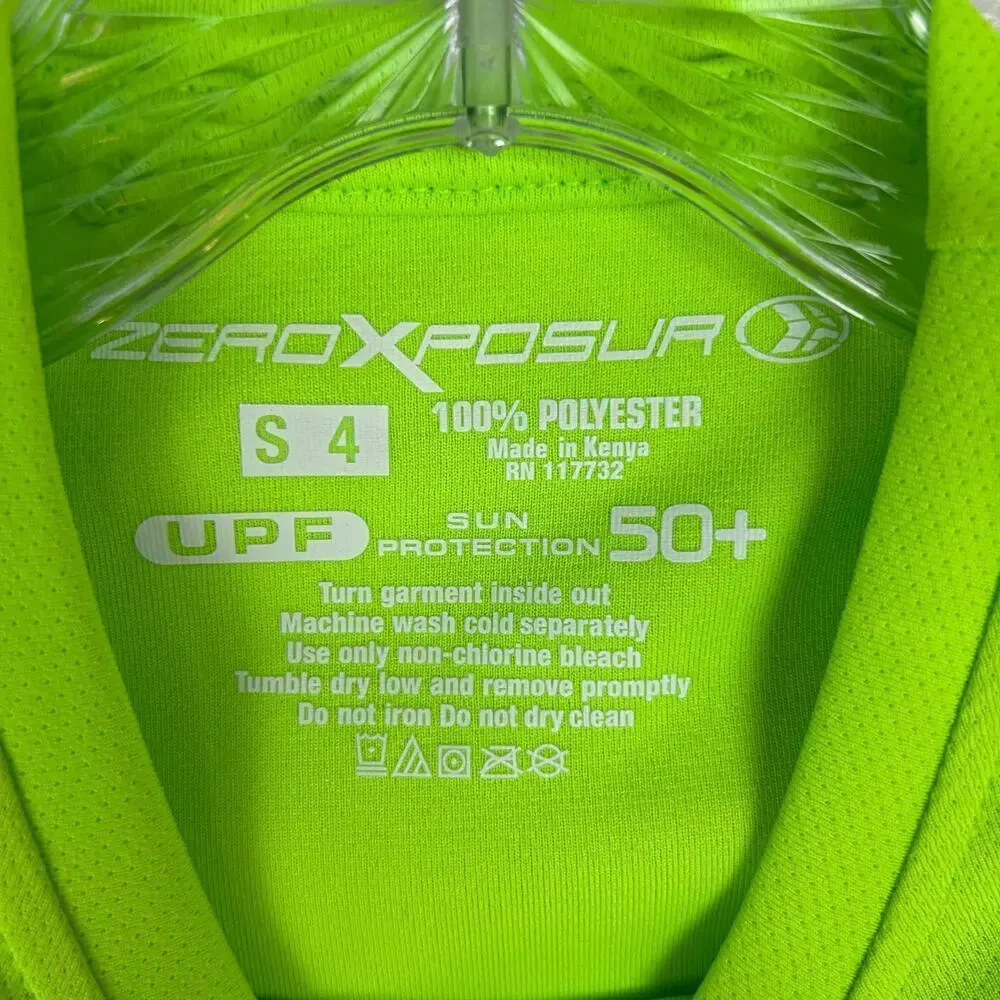 ZeroXposur Youth Rash Guard Swim Shirt Sun‎ Top Size 4 Neon Green UPF 50+